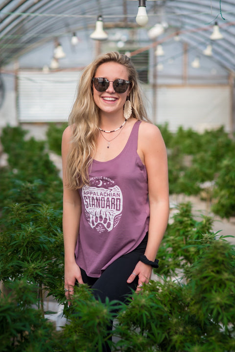 Shiraz Loungy tank top from Appalachian Standard. Front view with badge.