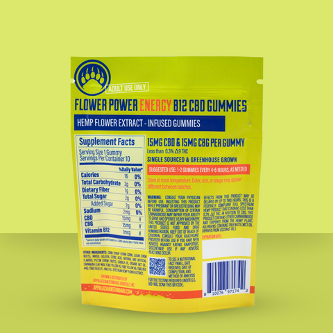 Appalachian Standards Flower Power Energy B12 CBD Gummies Full Spectrum Hand-Made Gummies.