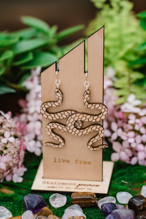 Wood Snake Earrings by Statement Peace from Appalachian Standard