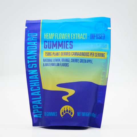 All natural hemp gummies in a white box by Appalachian Standard.