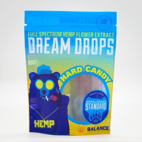 Dream Drops Hemp Hard Candy in package in white box by Appalachian Standard.