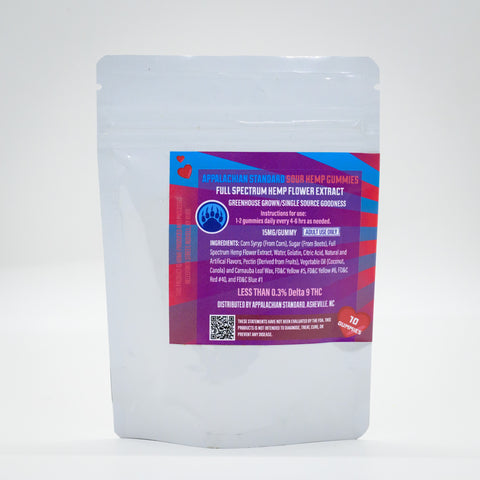 Sour Hemp Gummies nutritional label