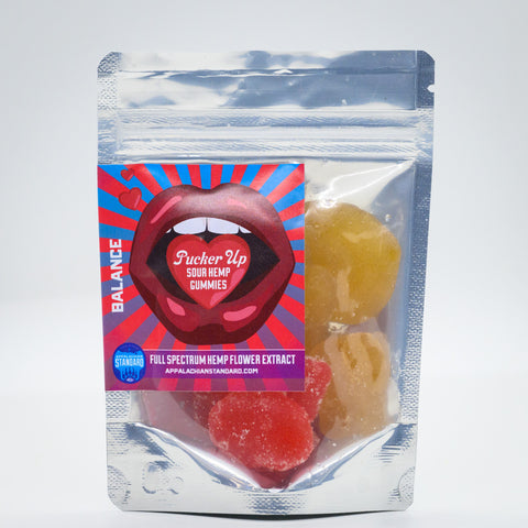 A bag of Appalachian Standard's Pucker Up Sour CBD Gummies