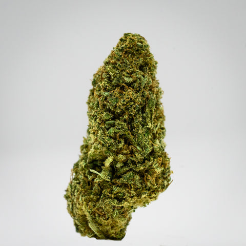 Lifter Hemp Flower close-up photograph in whitebox showcasing the bud structure, trichomes, and hairs grown by Appalachian Standard.