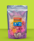 50-pack of Appalachian Standard THC + CBD Altitude Adjuster gummies in assorted fruit flavors, shown in a clear resealable pouch against a bright lime green background.