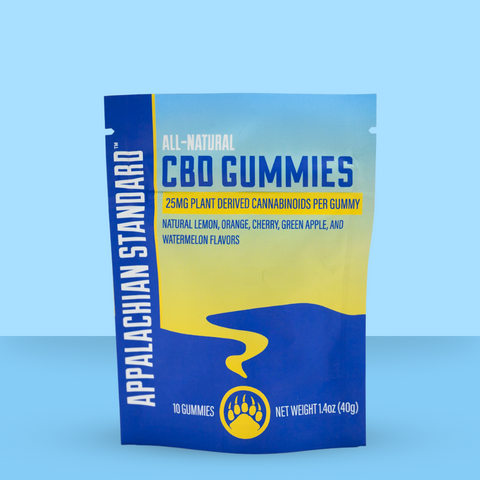 Appalachian Standards All Natural CBD Gummies. Hand-crafted with 25mg of full spectrum hemp flower extract.