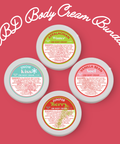 Four containers of Appalachian Standard CBD Body Cream with labels on a red background