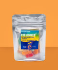 Clear packaging of Appalachian Standard Full Spectrum CBD Gummies with a colorful label on an orange background