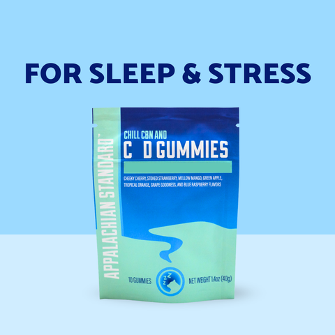 Packaging for sleep and stress on a blue background