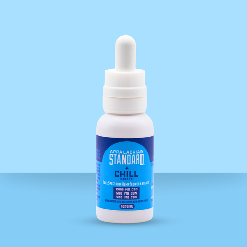 Bottle of Appalachian Standard Chill on a blue background