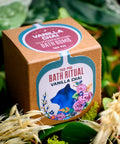 CBD Bath Bomb Vanilla Chai in packaging sititng in house plants by Appalachian Standard/