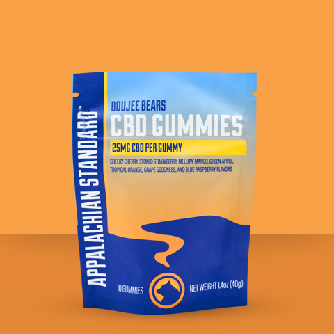 Appalachian Standards Boujee Bears CBD Gummies, hand-crafted with 25mg of hemp flower extract.