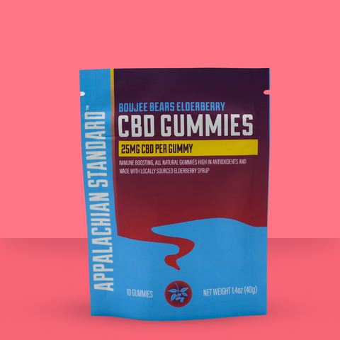 Appalachian Standards Boujee Bears Elderberry CBD Gummies are handcrafted with 25mg of full spectrum hemp flower extract.