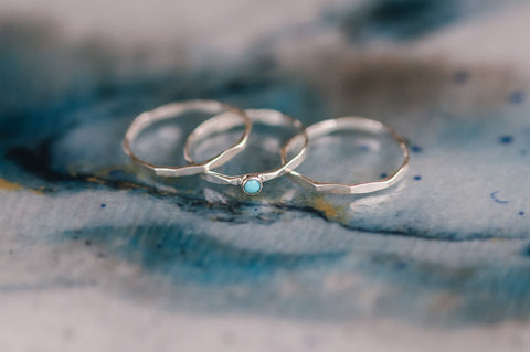 Turquoise Silver Stack Rings