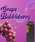 Appalachian Standard's Grape Bubbleberry vape graphic, showing a black vape pen with a bundle of grapes on a purple background