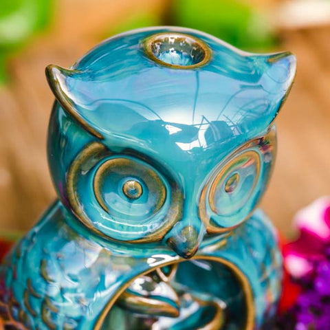 Owl Ceramic Backflow Incense Burner from Appalachian Standard Head (teal)