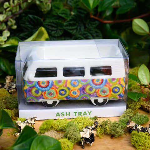Vintage Hippie Bus Ceramic Ashtray Tie Dye