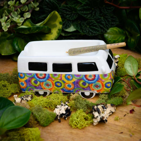 Vintage Hippie Bus Ceramic Ashtray tie dye