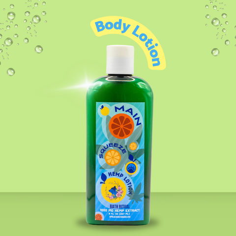 Appalachian Standard's Main Squeeze Body Lotion in a green bottle on a light green background