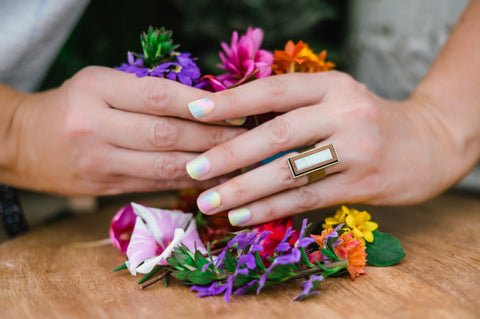 Mother of Pearl Ring by Statement Peace Jewelry and Provisions from Appalachian Standard