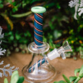 6.5 inch glass water pipe with candy twist design and matching downstem