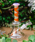 Glass 6.5 inch water pipe color red with candy twist design and matching downstem