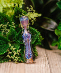 Gold Fumed Chillum with blue twist accents
