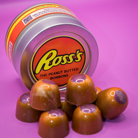 Appalachian Standard's limited edition Ross's Peanut Butter BonBons spilling out of their tin