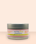 Appalachian Standard Spring Fling Gummies tin, closed, displayed on a soft peach background. The label reads "spring fling gummies — 30 gummies per tin" in cheerful multicolor typography with a pink and yellow stripe design.