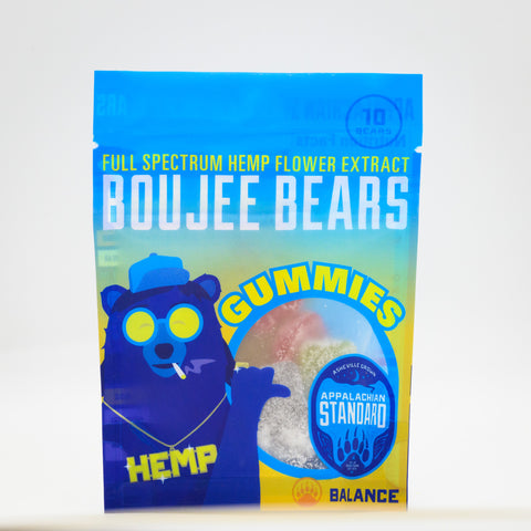 A bag of Appalachian Standard's Boujee Bears CBD Gummies