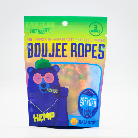 Boujee Nerds Rope hemp candy in white box. 