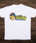 Who's Your Daddy white graphic t-shirt by Appalachian Standard featuring cartoon character - humorous slogan tee
