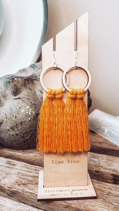 Marigold Fringe Hoops by Statement Peace
